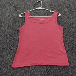 Lee Jeans Tank Top Womens Small Pink Solid Sleeveless Cotton Scoop Neck L-249